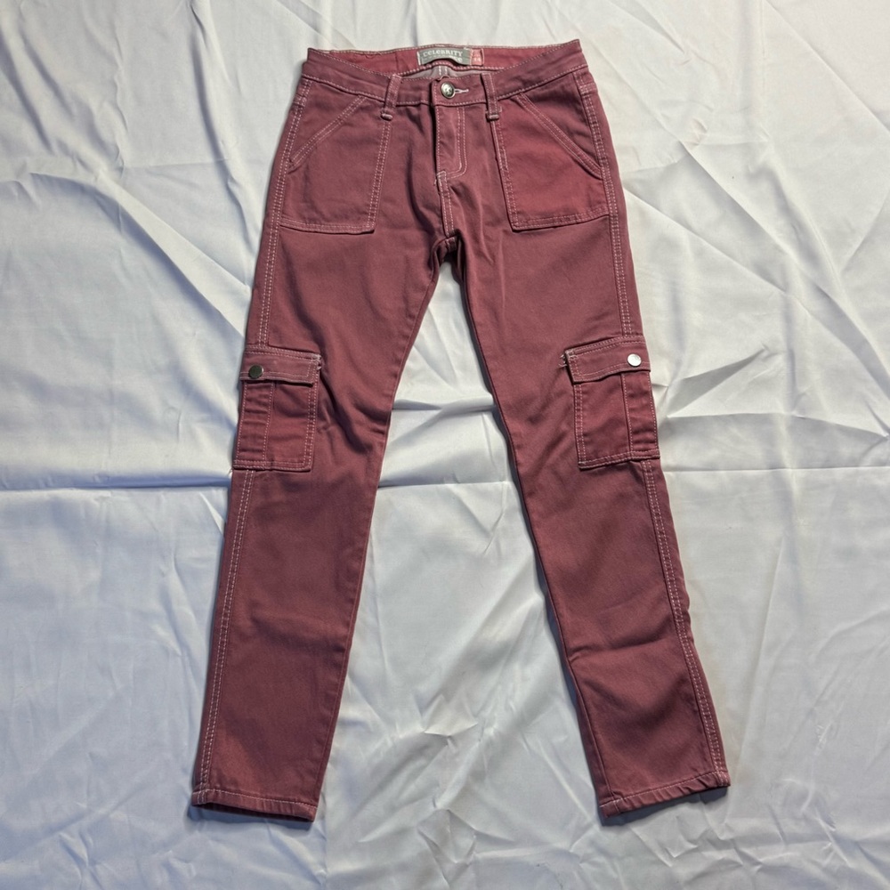 Celebrity Ace Pink Cargo Denim Pants Size 14 skinny leg